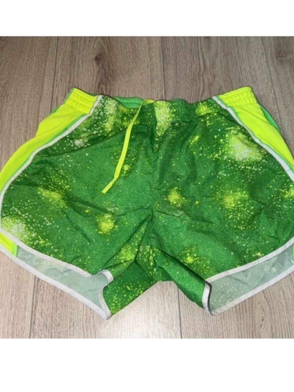 Nike Green and Yellow Athletic Shorts
